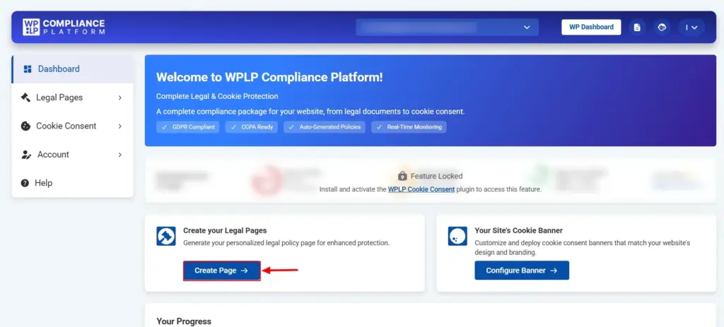 Clicking on Create Page button