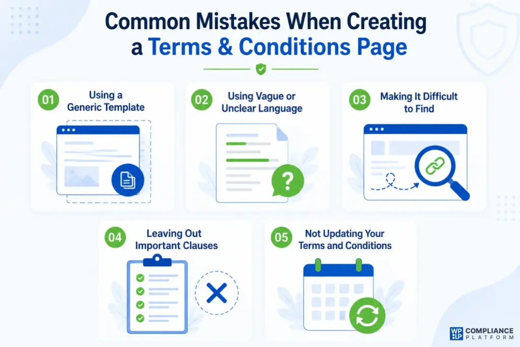 Common mistake when creating a T&C page