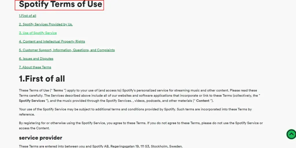 Spotify Terms of Use
