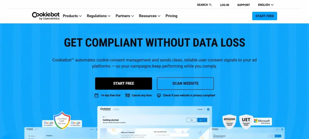 Cookiebot Homepage