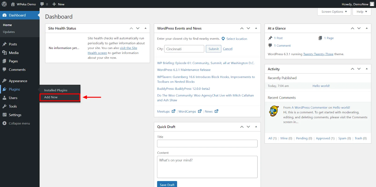 Adding plugin through dashboard