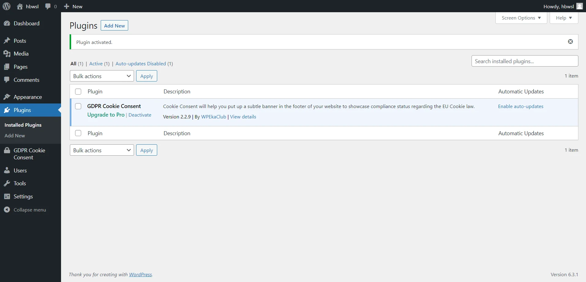 View WPLegalPages on the dashboard