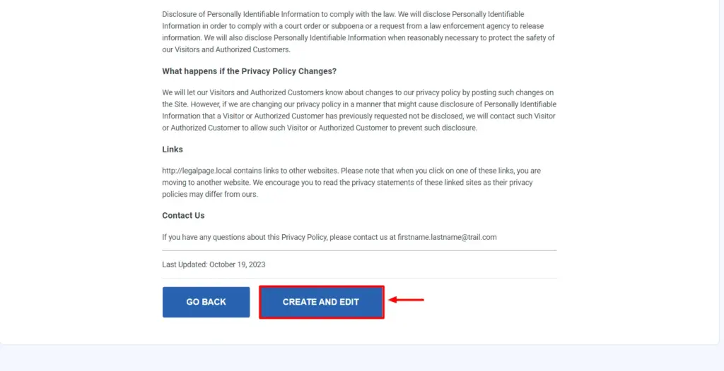 Previewing the live page on the website for GDPR check box