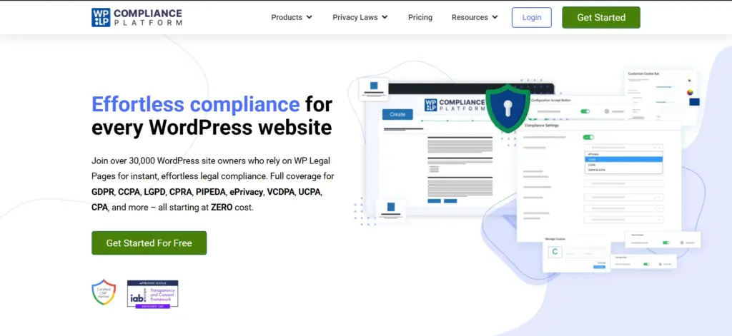 WPLP Compliance Platform website hero section