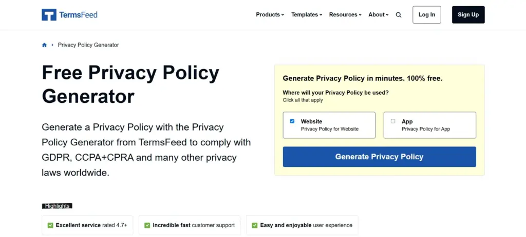 TermsFeed Homepage