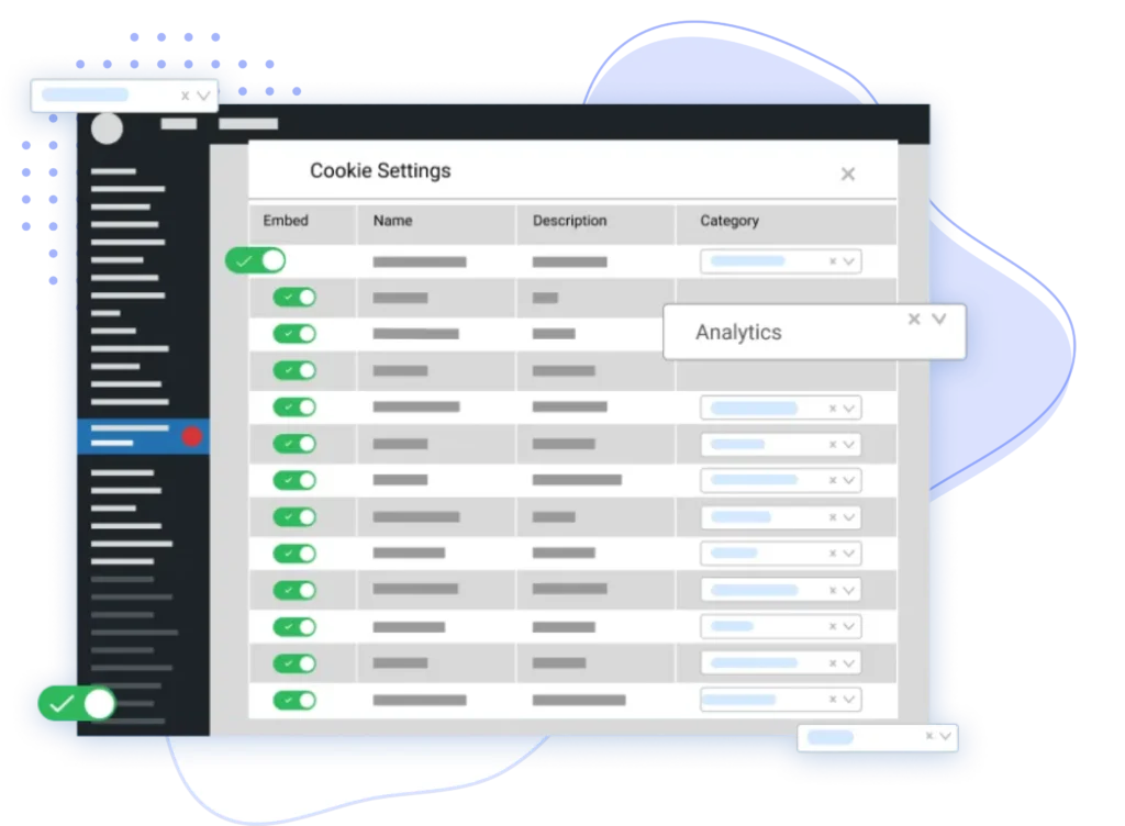 Cookie settings - free WP Cookie Consent plugin
