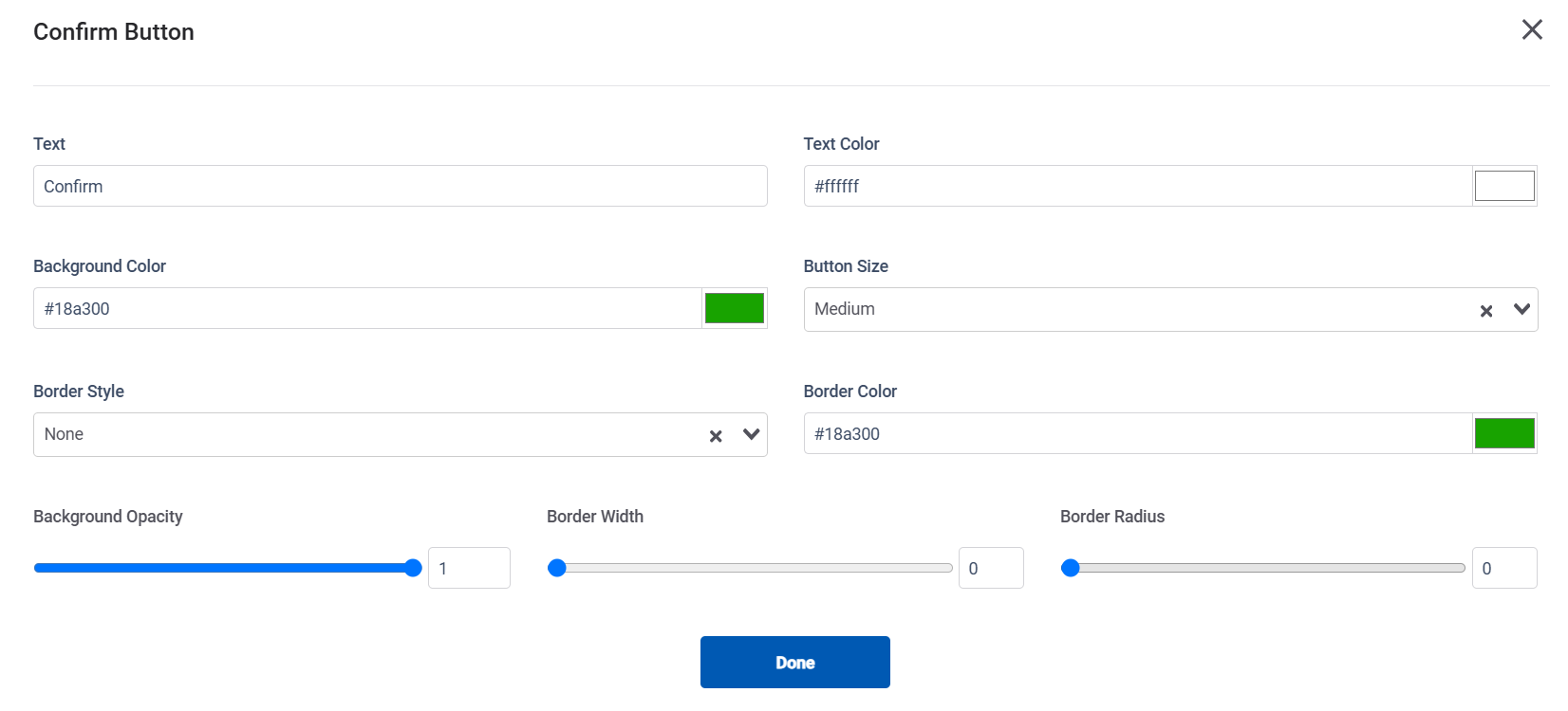 Confirm button configuration