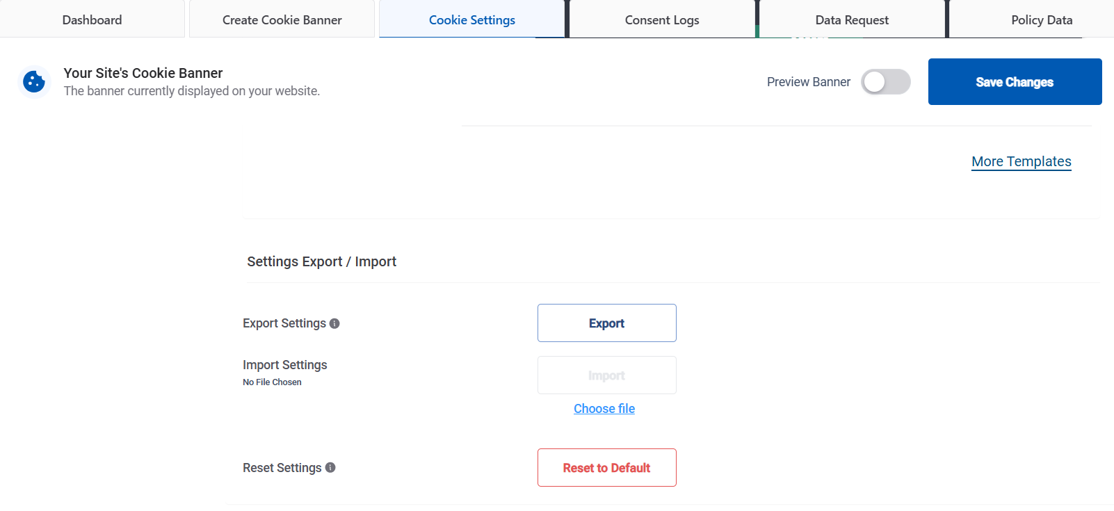 Settings Export / Import