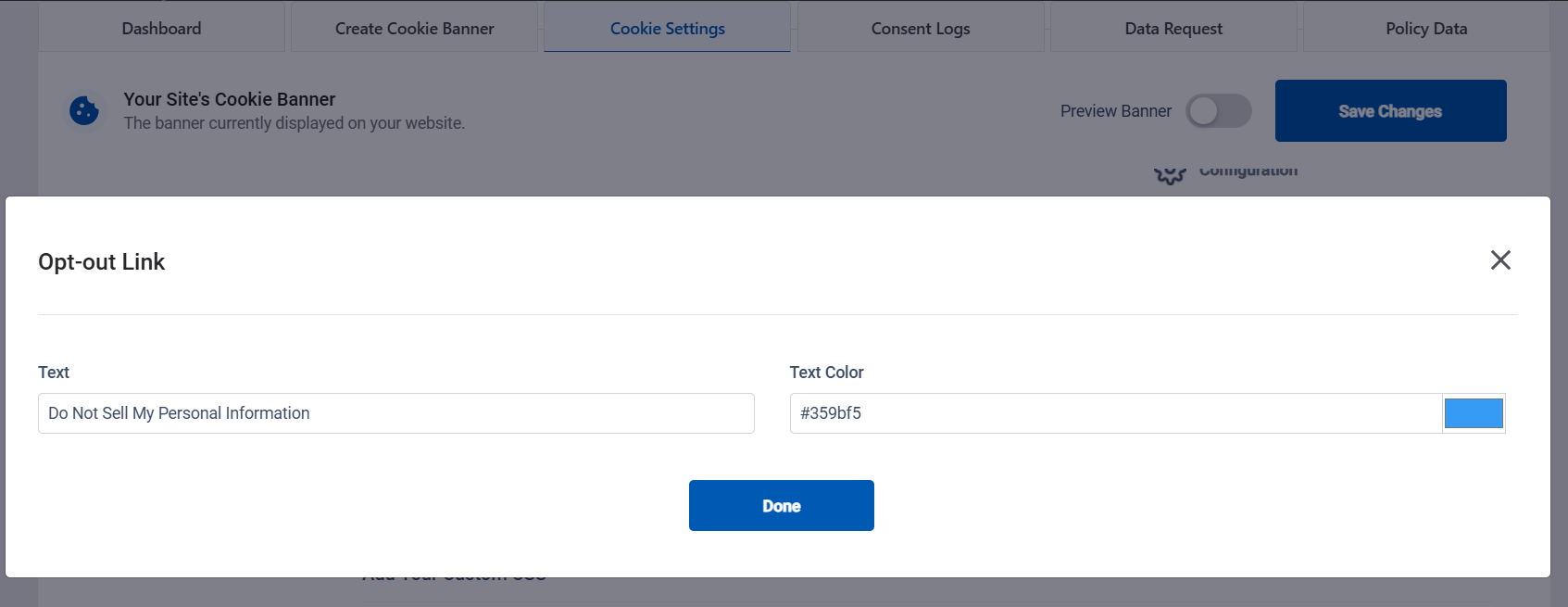 Opt-out link configuration