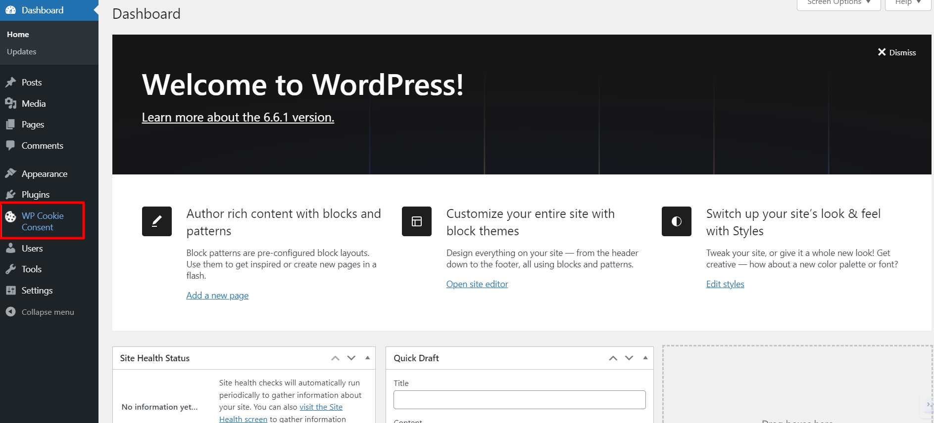 clicking on wp cookie consent plugin 