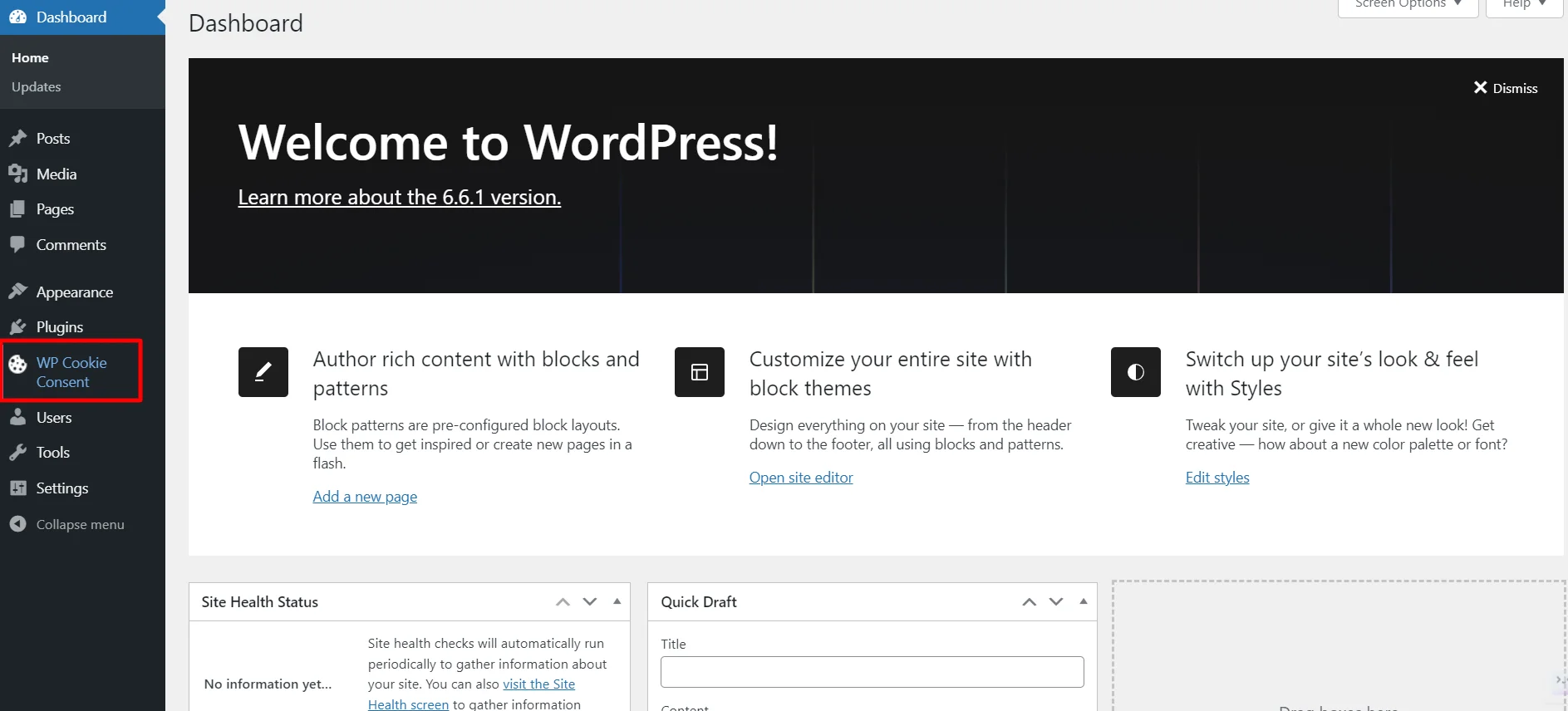 clicking on wp cookie consent plugin