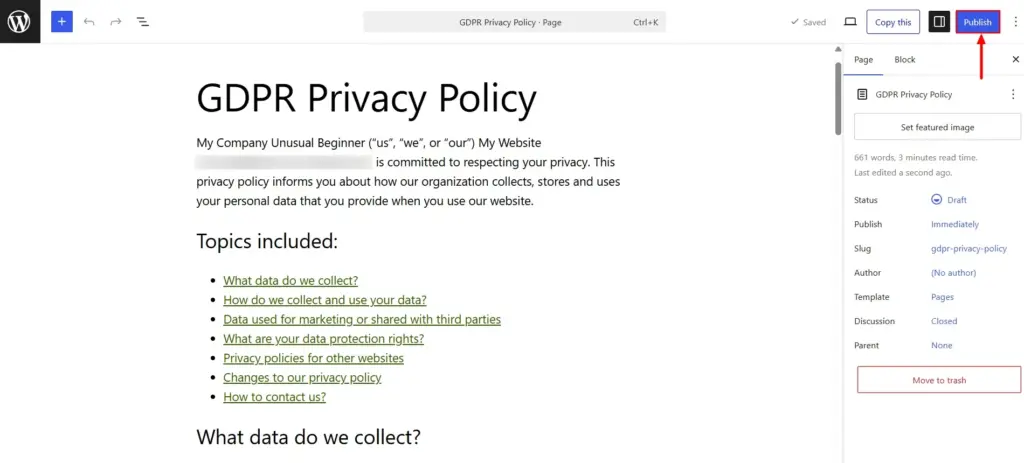 Editing policy in WP Block Editor