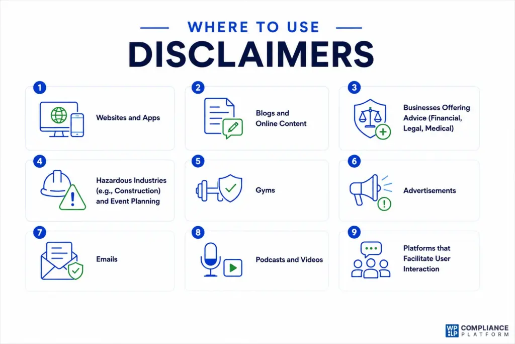Where to use Disclaimers