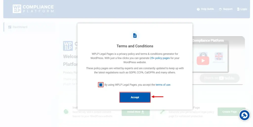Accepting terms and conditions
