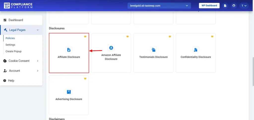 Choosing Affiliate Disclosure template