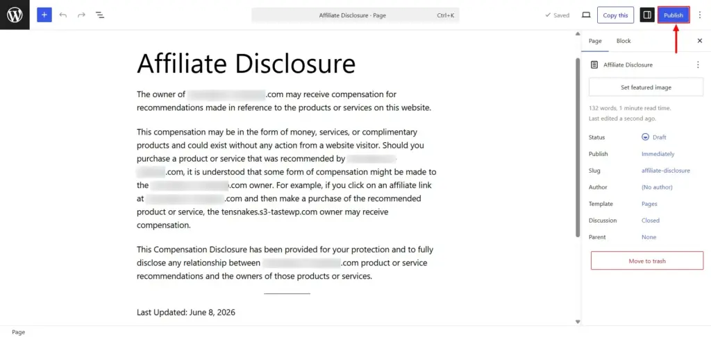 Editing and Pusblishing Affiliate Disclosure