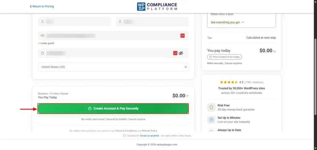 Entering basic details in Checkout page