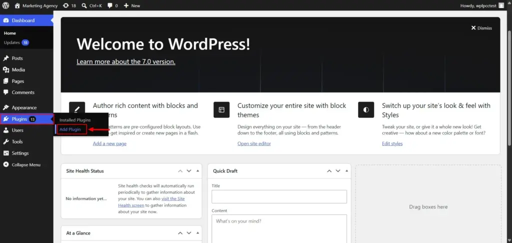 Adding new plugin from WordPress dashboard