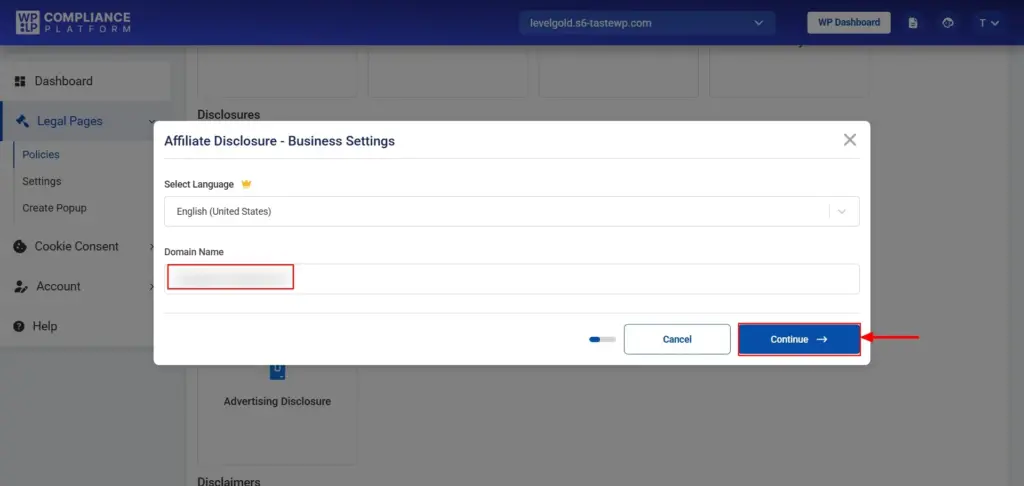 Filling in basic details in pop up