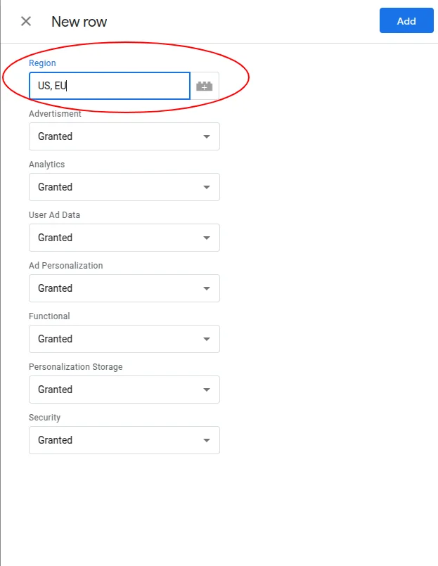 Enter ISO 3166-2 codes to set geo-targeted regions or leave blank for global default.