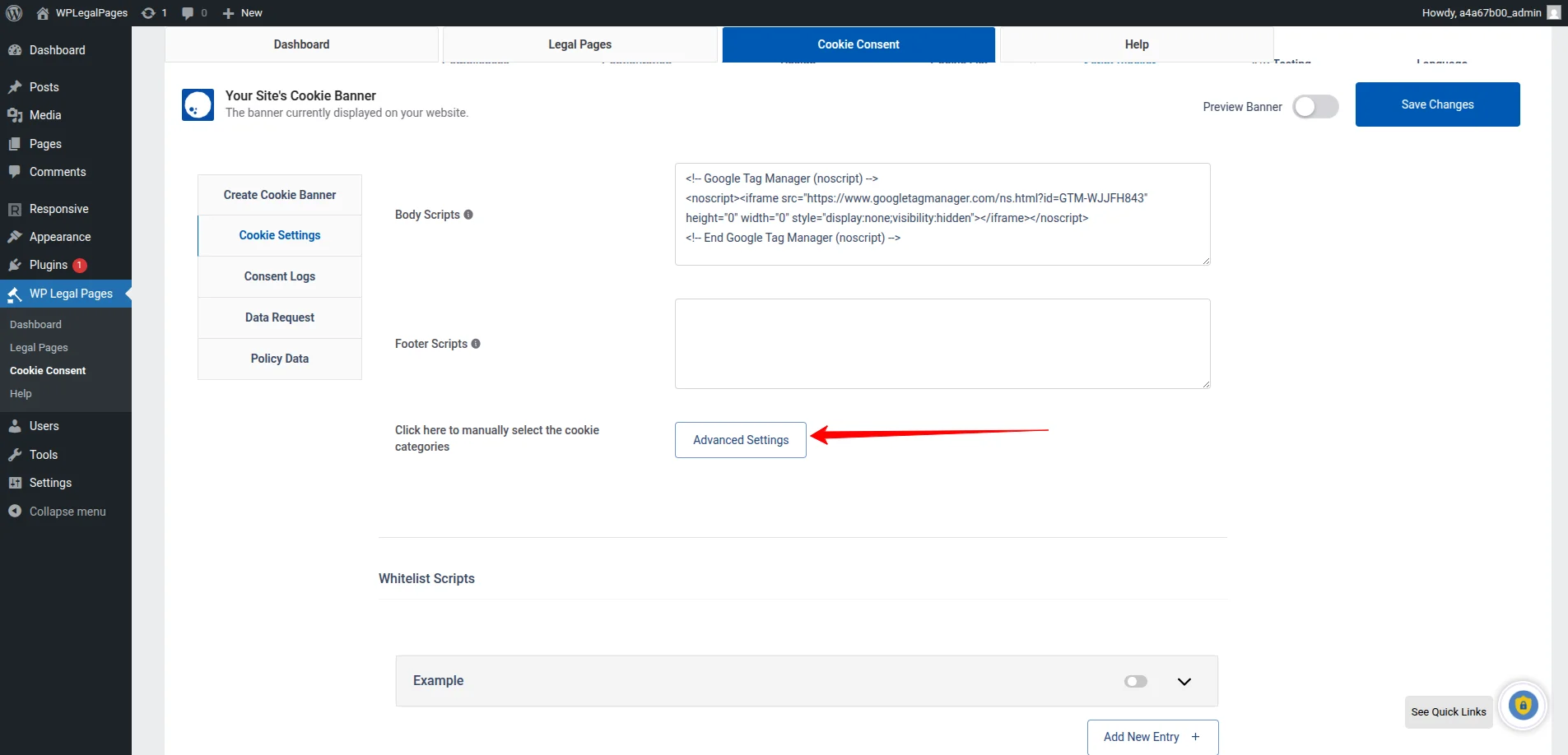 In Script Blocker  go to Advanced Settings.