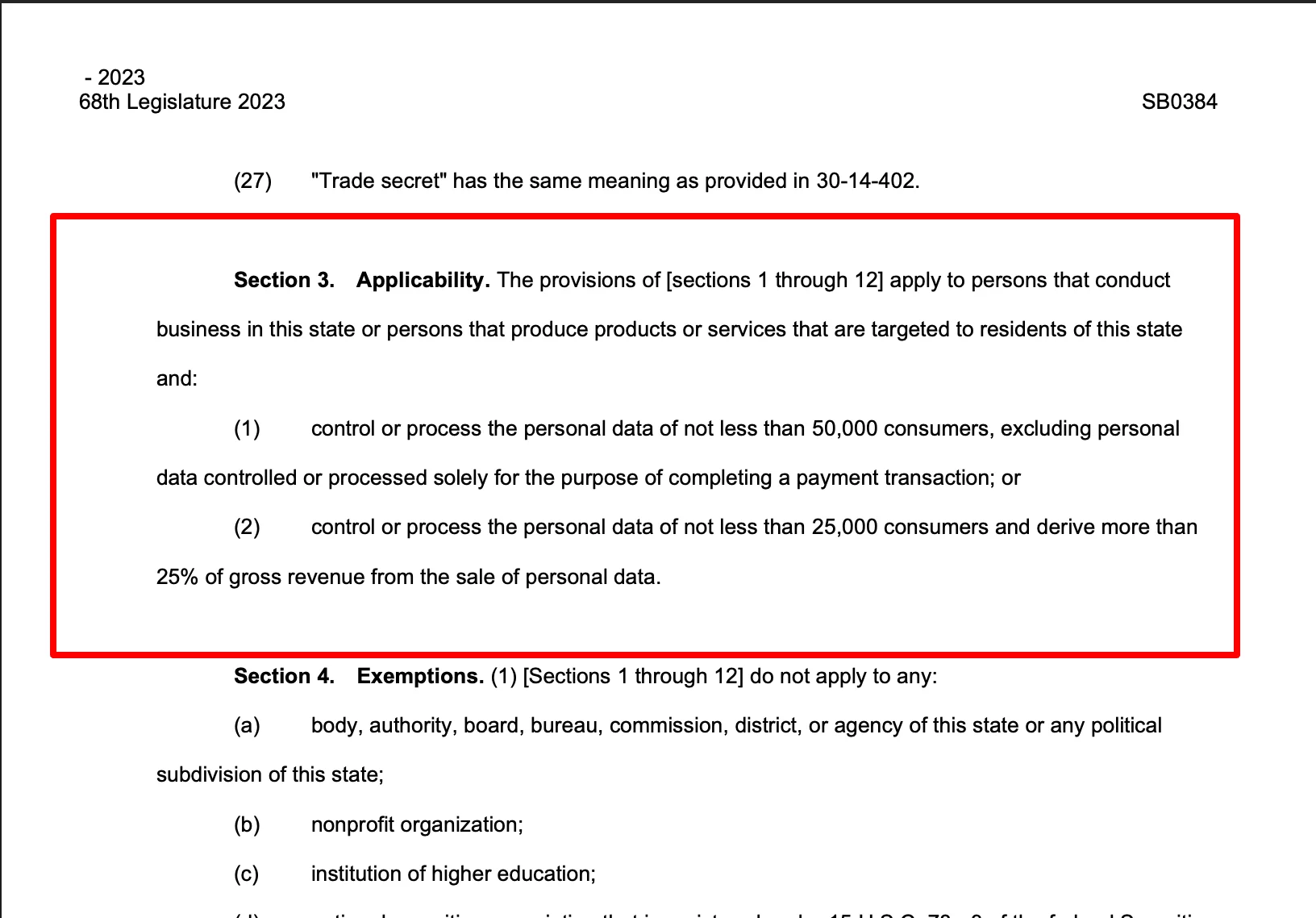 Section 3- Montana Consumer Data Privacy Act