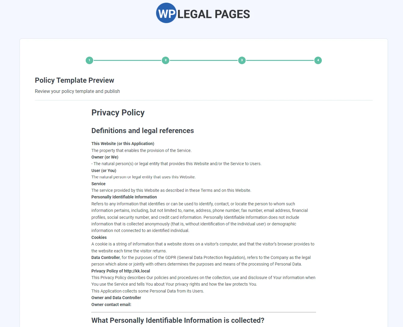 Privacy policy sample
