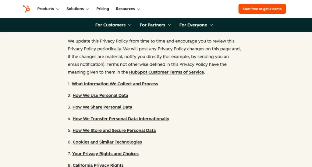 Hubspot - SaaS Privacy Policy