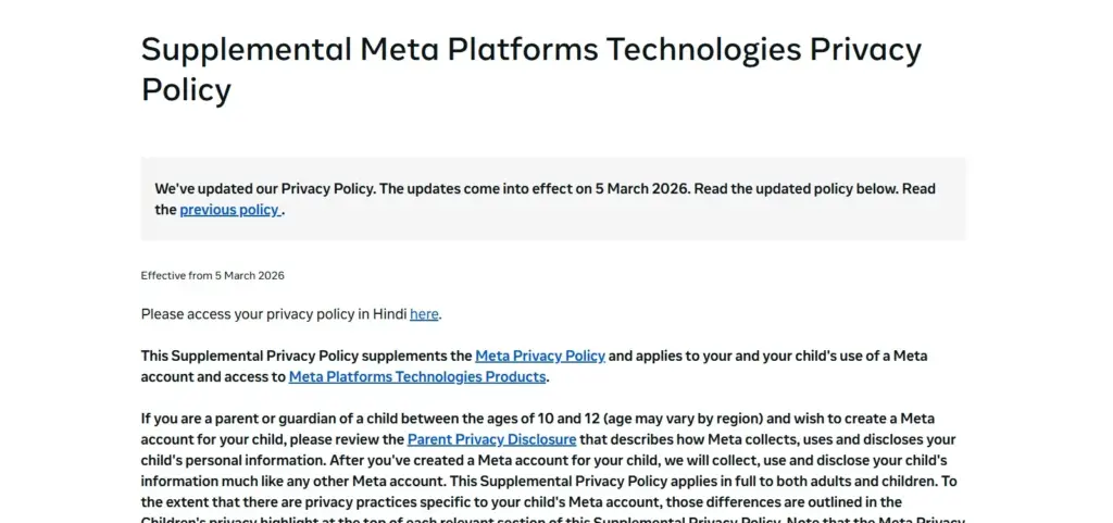 Meta - Social Media Privacy Policy