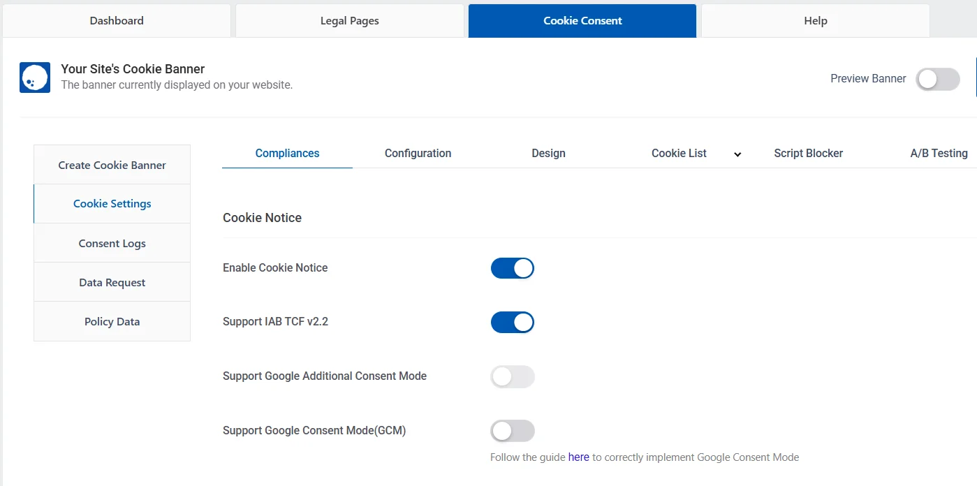Compliance settings
