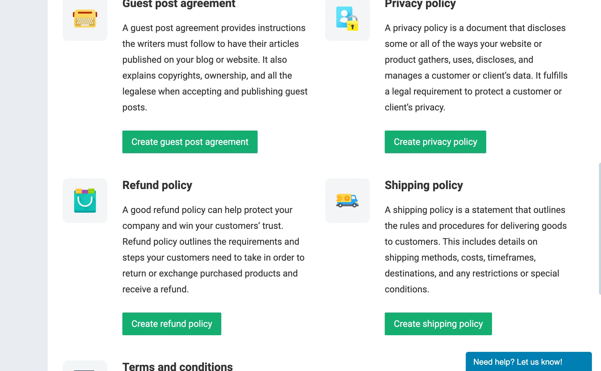 Legal Pplicy Template offered by WebsitePolicies- Comparing