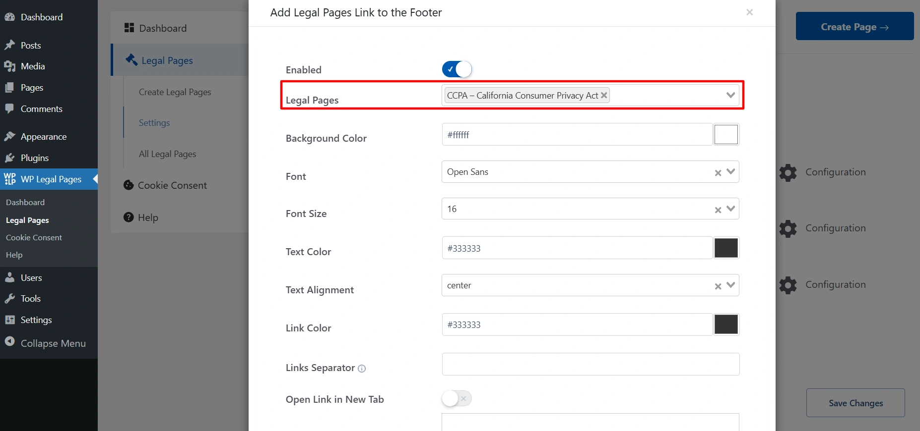 Adding legal page