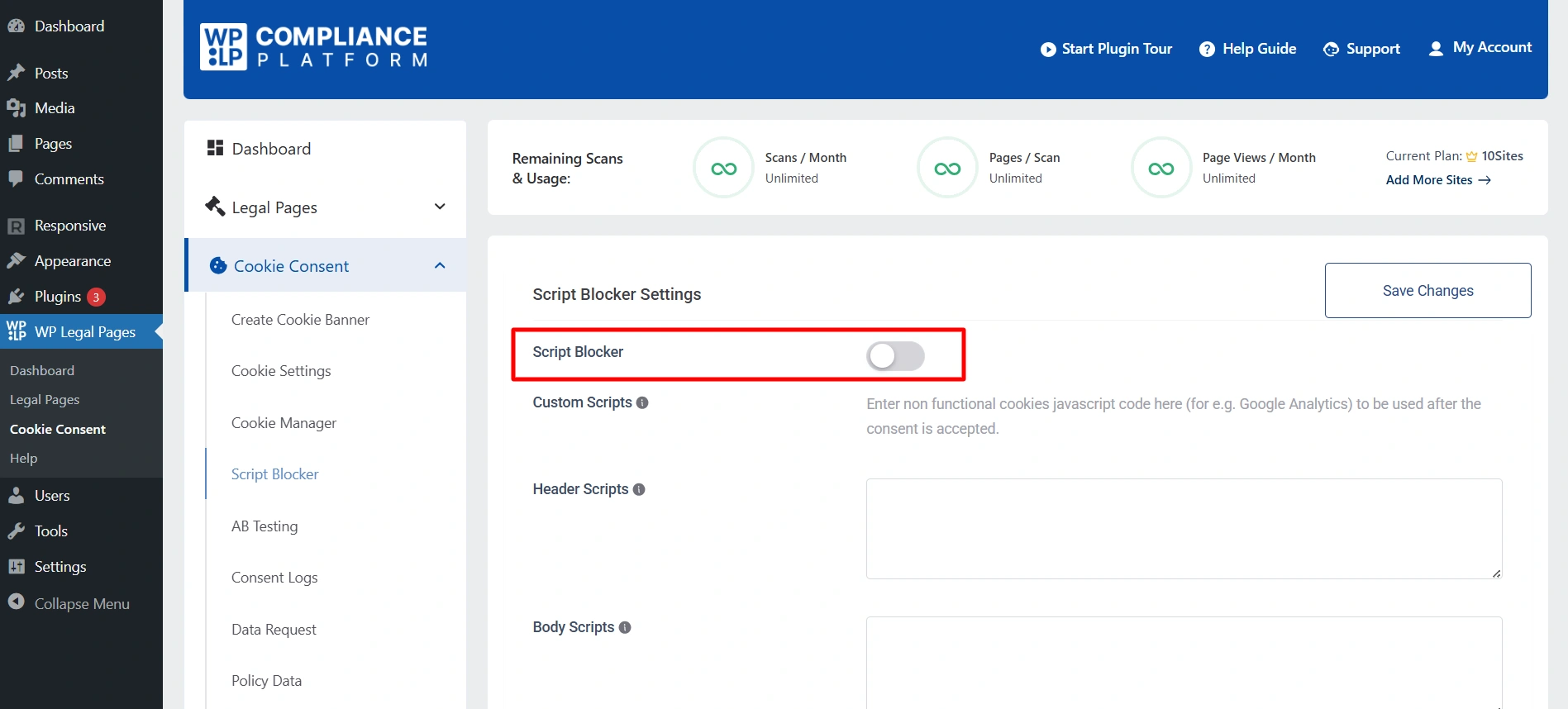 Using Script Blocker in WPLP