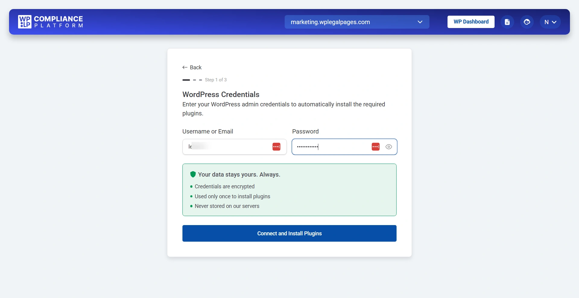 login credentials