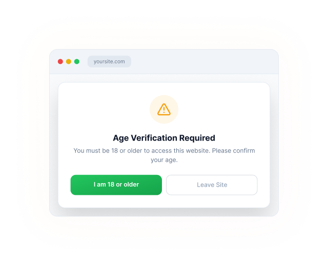 Mockup of Age verification popup