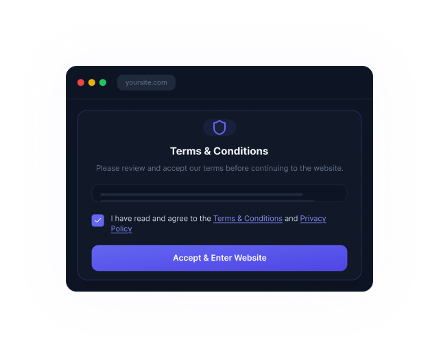 Mockup of Terms & Conditions popup