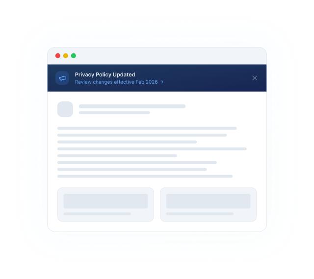 Mockup of legal updates banner