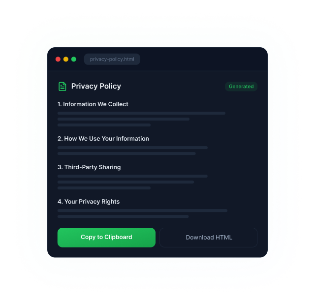 Mockup of Privacy Policy document