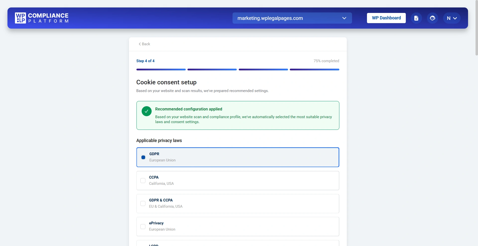 cookie consent setup