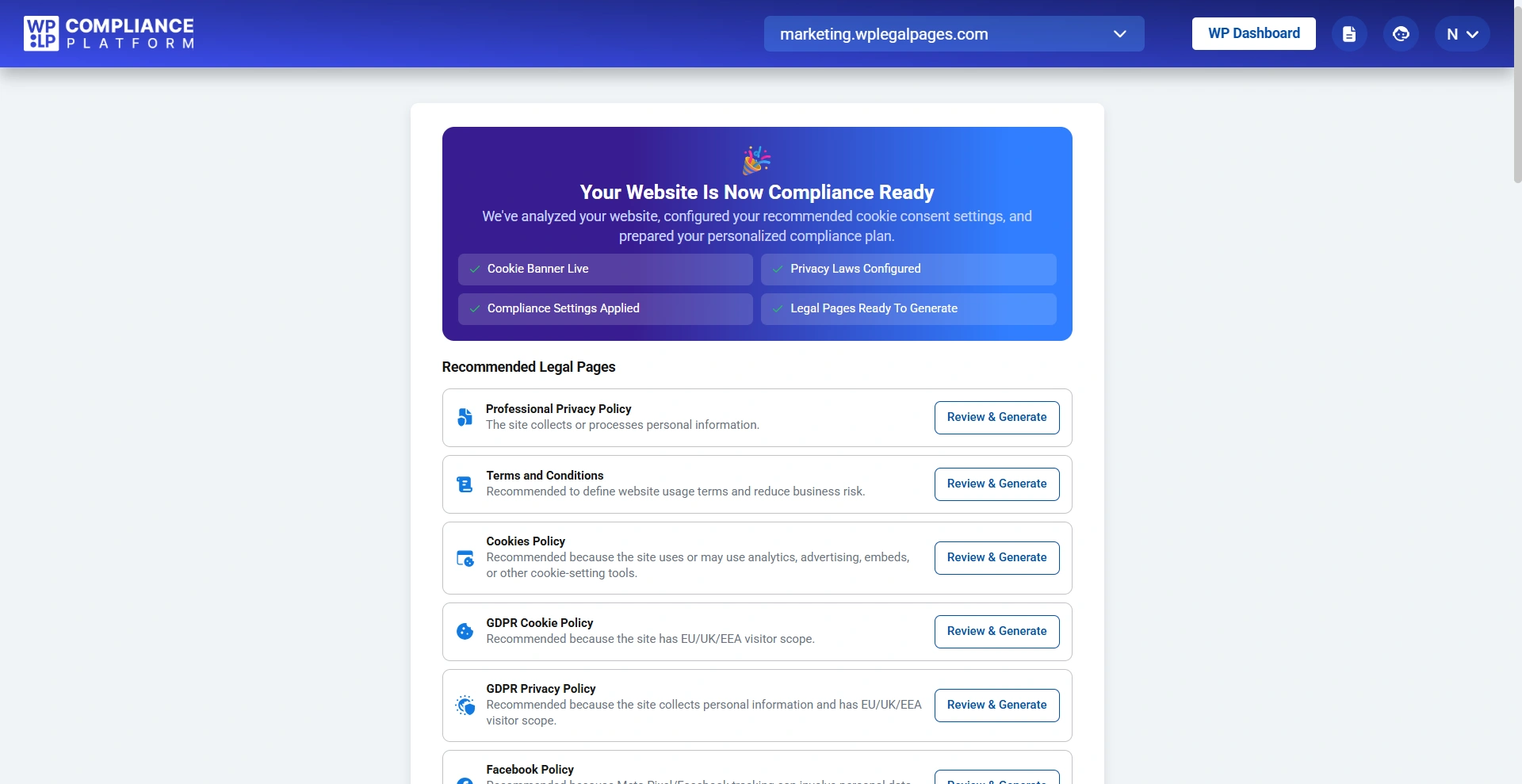 recommended legal pages